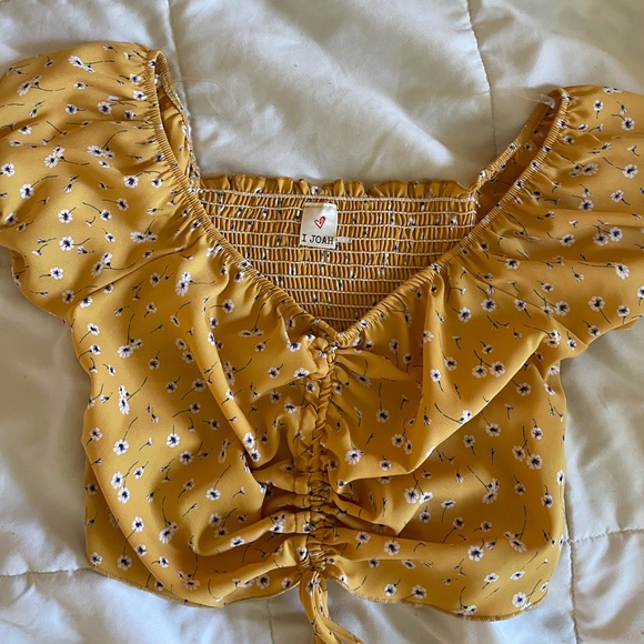 Tilly's Tops - Tilly’s yellow floral adjustable crop top
